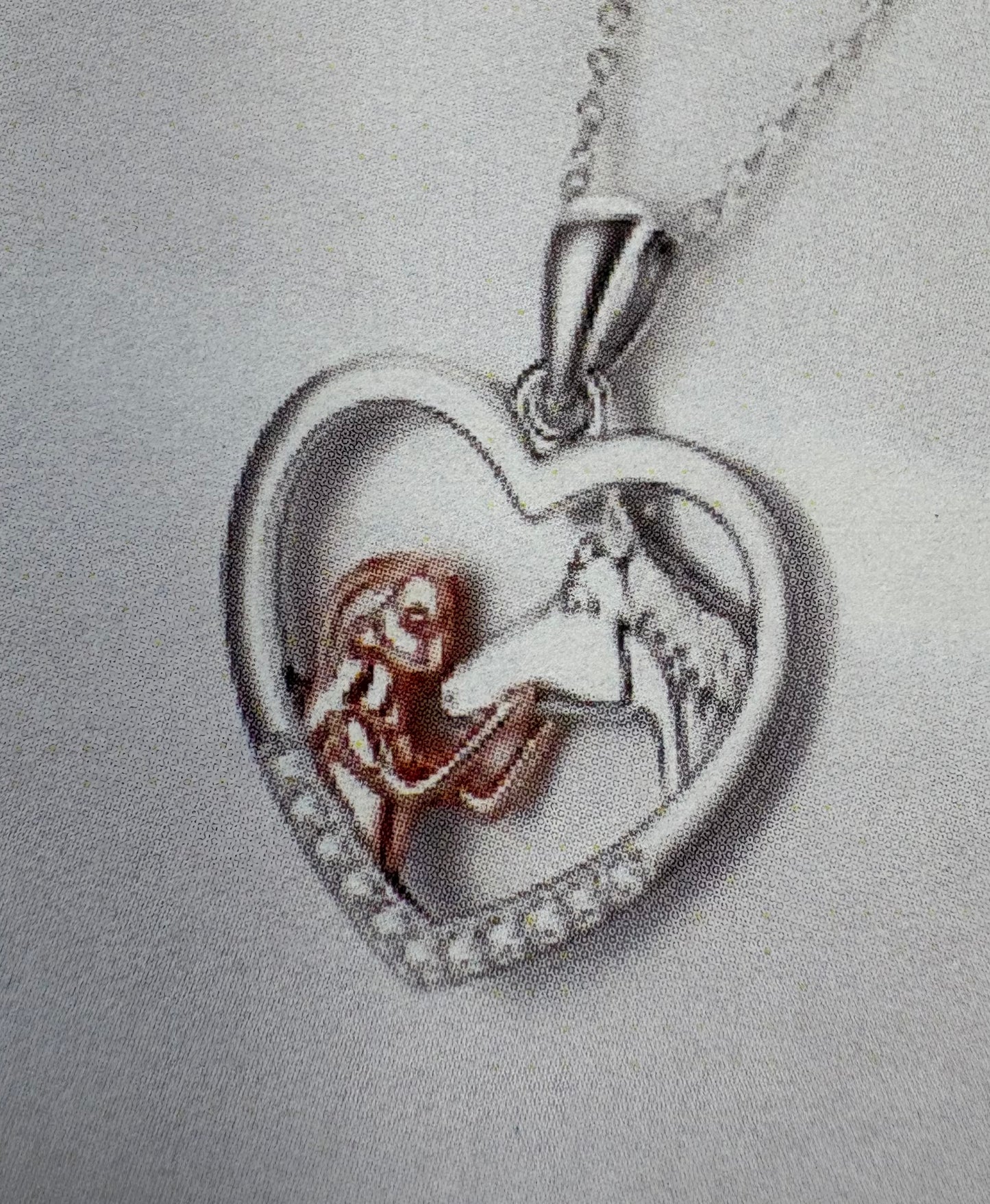 Heart Shape Necklace with Girl and Horse