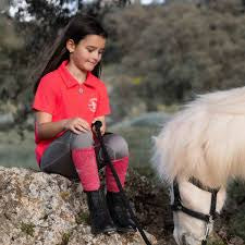 Horze Kids' Fay Polo Shirt - Diva Pink