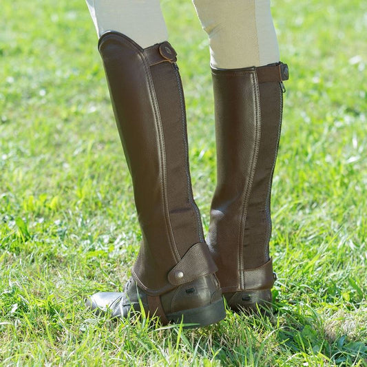 HORZE Leather half chaps with elastic